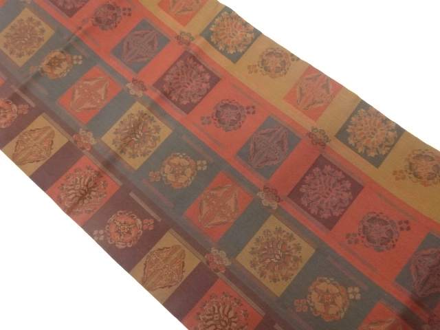 JAPANESE NAGOYA OBI / WOVEN FLOWER CREST